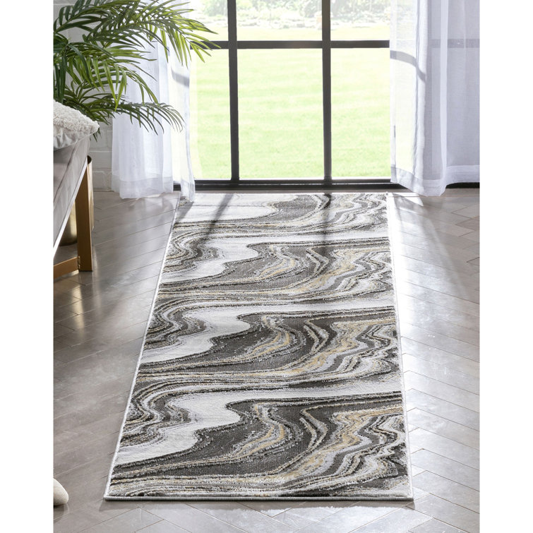 Clomer Abstract Grey Area Rug