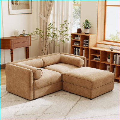 Sofas | Modern Snow White Chenille 2-Seater Loveseat with Storage Ottoman | White | Chenille