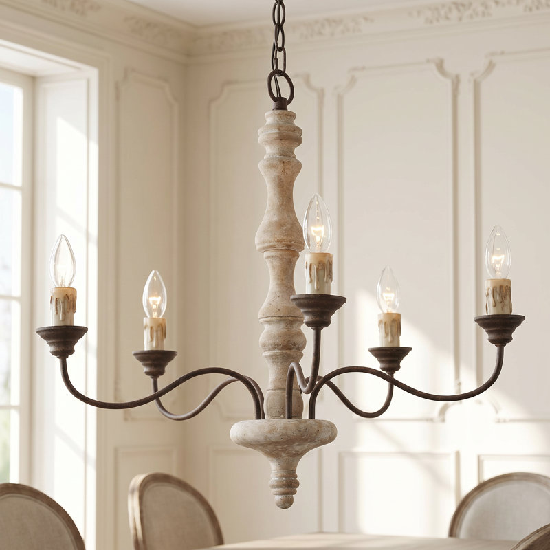 Lustre 5 lumières façon bougie Houghtaling, H 25,4 po x l 24,2 po x P 24,2 po