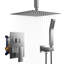 Système de douche à pluie 10 po Forious® - Fixation au plafond, pommes de douche à jet de pluie avec douchette, ensemble de garniture de douche thermostatique avec valve brute-103184828