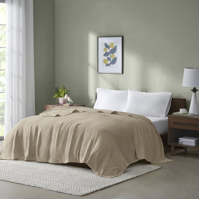 Freshspun Basketweave 100% Cotton Lightweight Cozy Blanket
