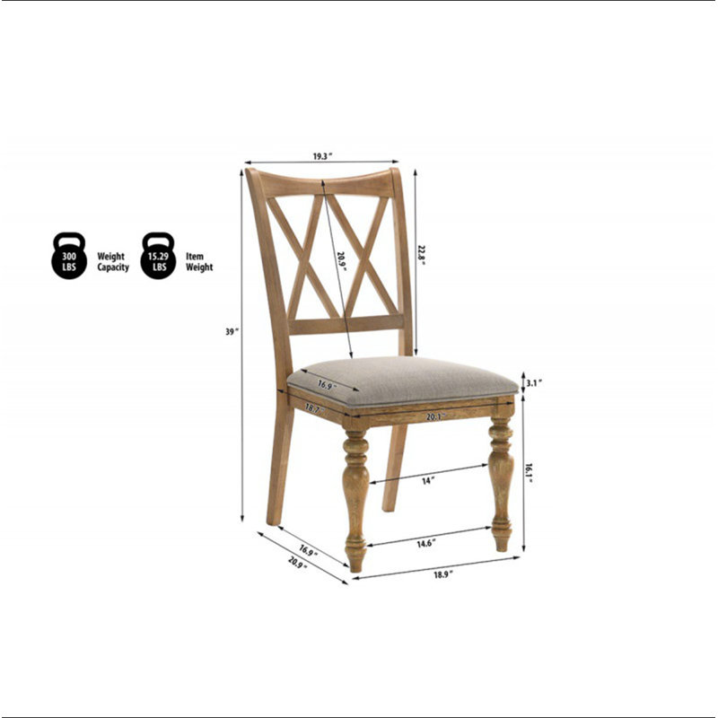 Ensemble de 2 chaises de salle à manger en bois naturel