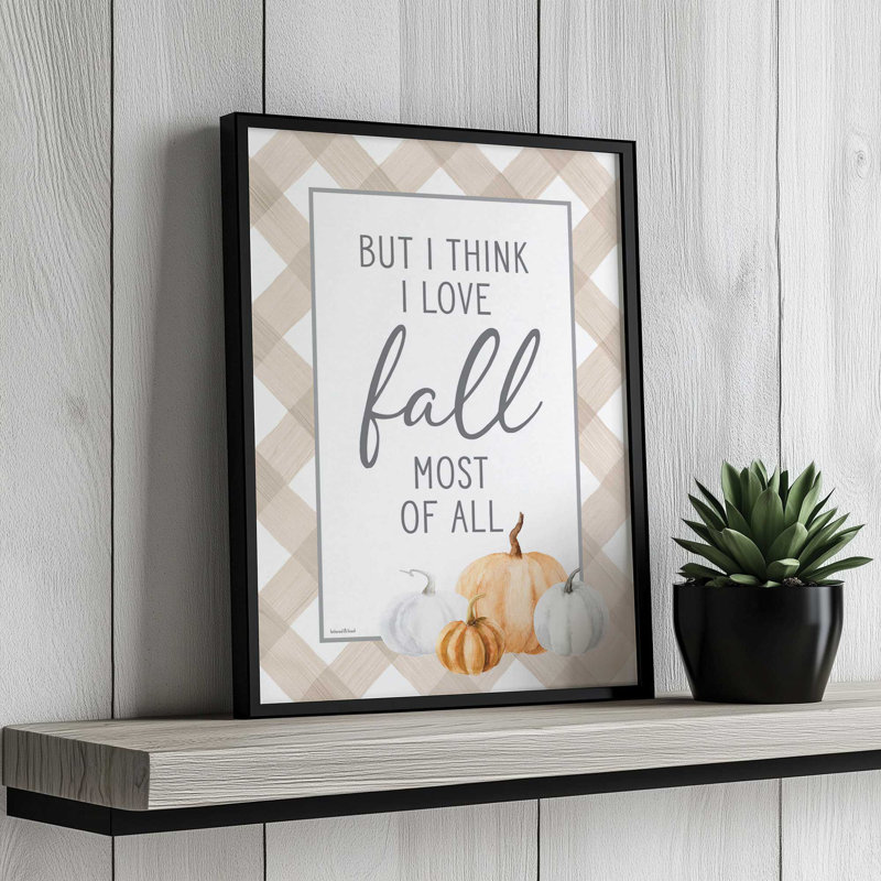 «I Love Fall» par lettres et doublures, reproduction d'art, L 12 po x H 16 po, Brun, Impression encadrée