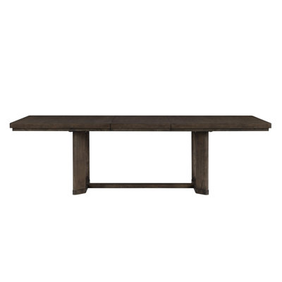 Dark Oak Trestle Dining Table With Leaf