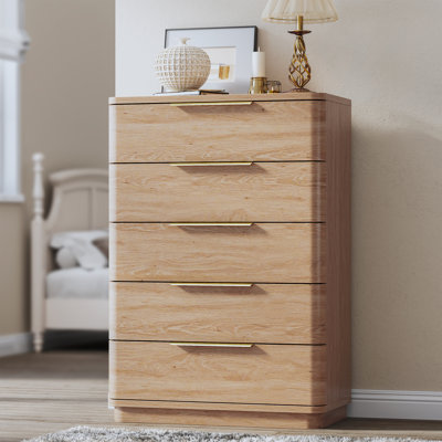 5 Dresser For Bedroom, Wooden Closet Chest Storage For Living Room, Hallway, Entryway, Oak