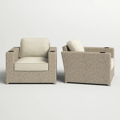 Fully Assembled Outdoor Lounge Chairs with Cushions, Set of 2