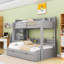 Lit simple superposé au dessus d'un lit double avec escalier de rangement, lit gigogne simple, DEL, USB et tablettes-1789758196