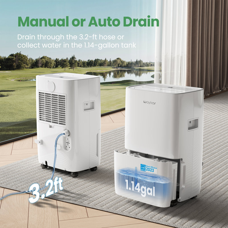 Waykar 2000 Sq. Ft White Portable Dehumidifier with Humidistat