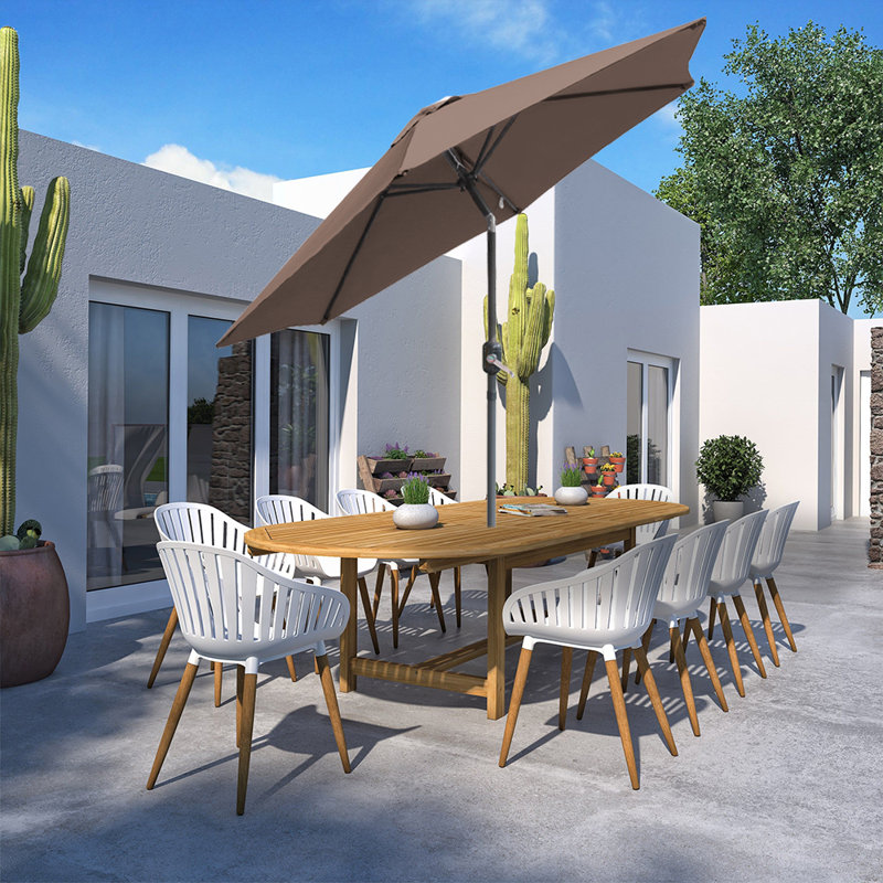 Angalina Traditional Parasol, Brown/Taupe, 220cm H x 250cm W x 250cm D