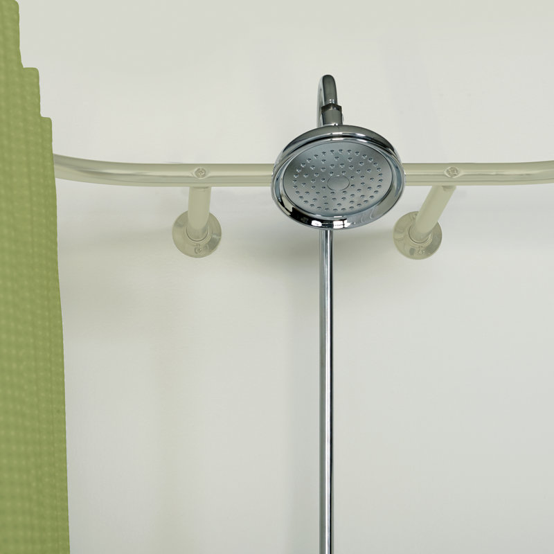 Tringle de rideau de douche fixe en forme de D, Nickel satiné