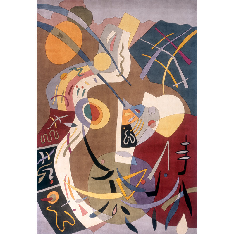Tapis rouge / brun / noir en laine touffeté à la main Ayano, Rectangle 8 pi x 11 pi