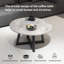 Bridgeview - Table de bout ronde moderne avec plateau en faux marbre et pieds en bois noir