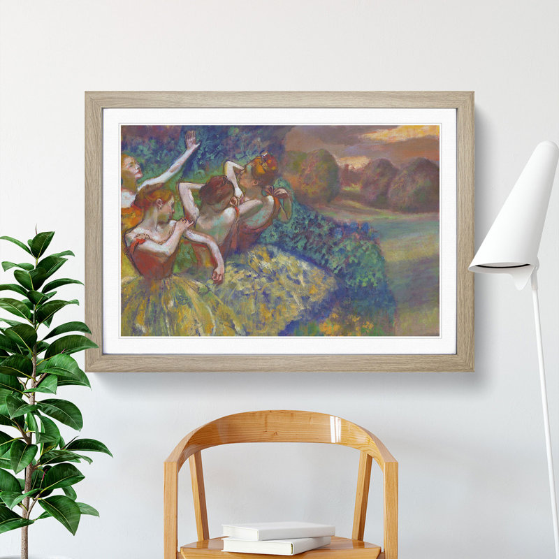 Four Ballet Ballerina Dancers Vol.1 by Edgar Degas - Picture Frame Painting, Oak Framed, 27cm H x 36cm W x 2cm D
