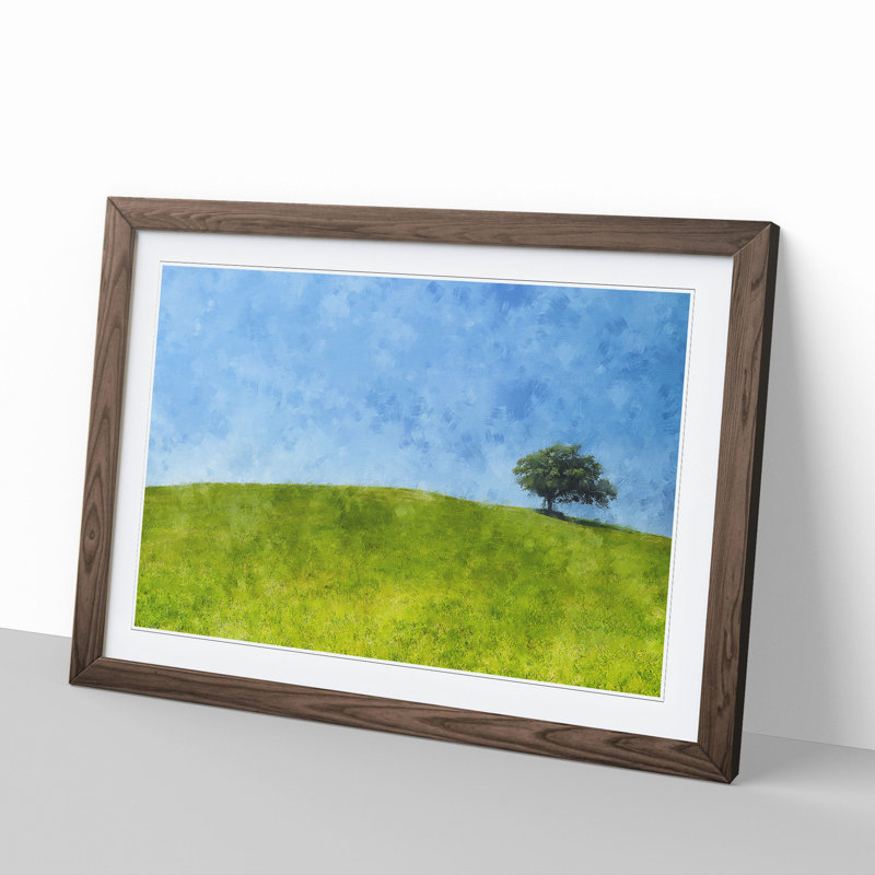 Tree upon a Hill - Picture Frame Graphic Art, 48cm H x 65cm W x 2cm D, Walnut
