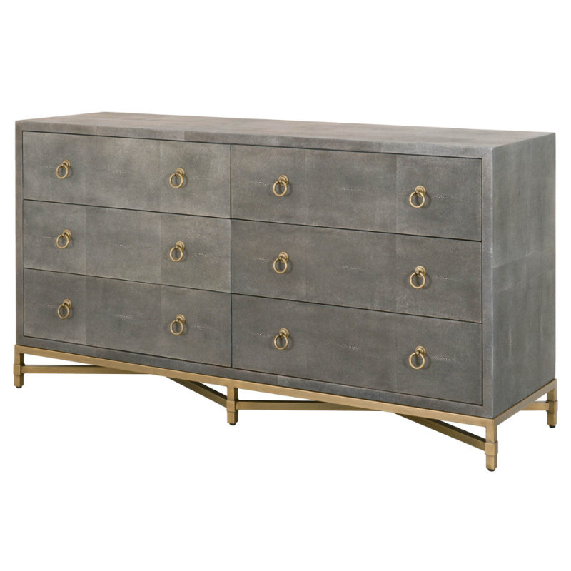Commode double 6 tiroirs Mercato, Gris