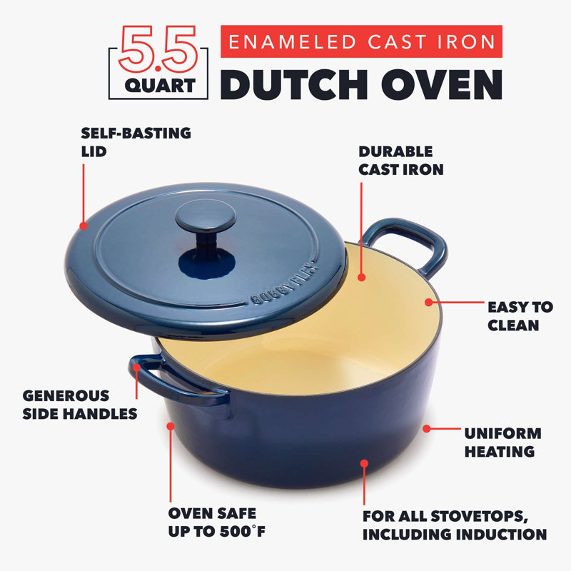 Bobby Flay By GreenPan 5.5QT Enameled Cast Iron Dutch Oven, Blue