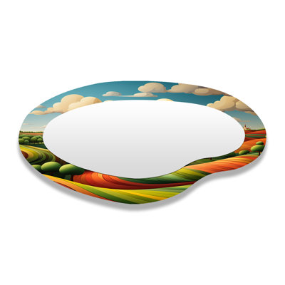 Bold Farm Landscape I - Formes asymétriques de prairie - Grand miroir mural traditionnel