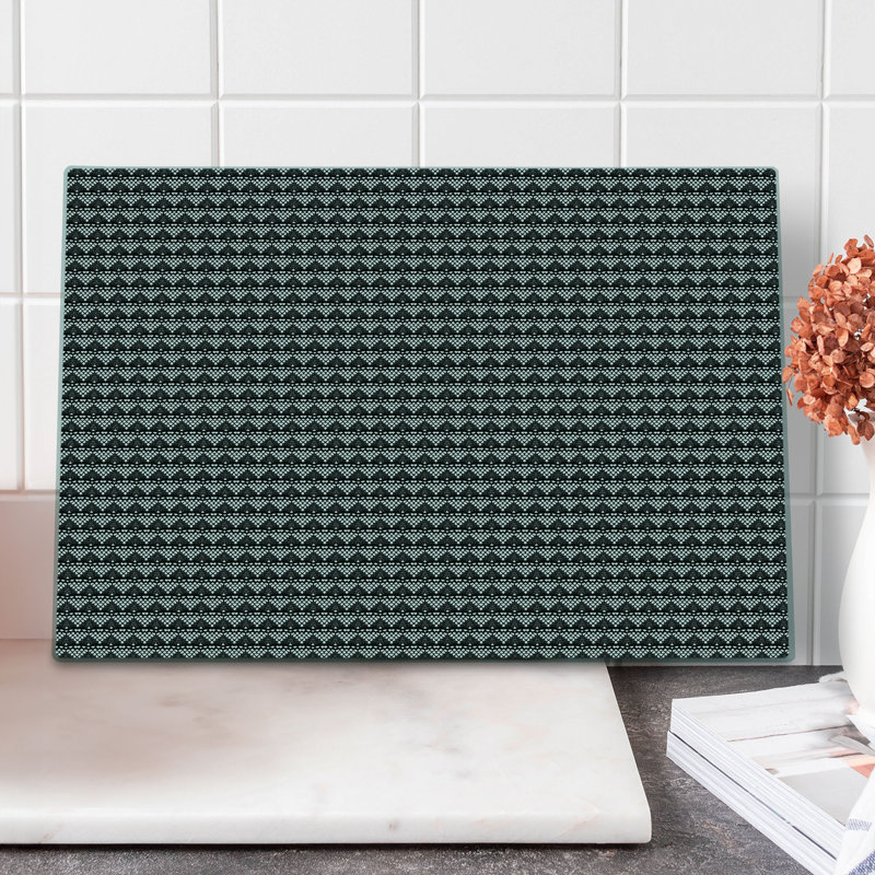 Ambesonne Monochrome Cutting Board Large Size Lace Looking Mesh Design Charcoal Grey and White