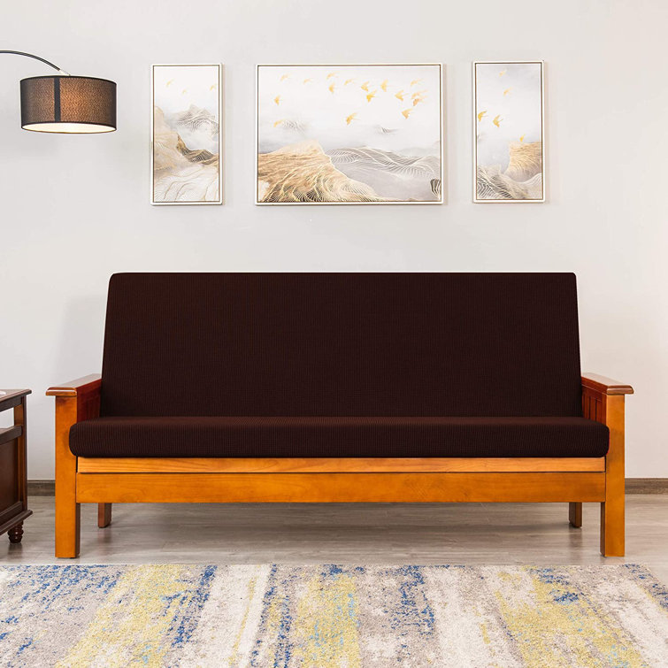 Textured Grid Stretchy Washable Box Cushion Futon Slipcover