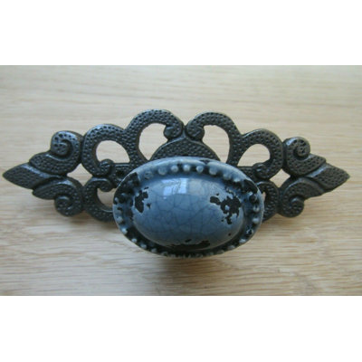 French Grey Glazed Cabinet Knob with back plate .