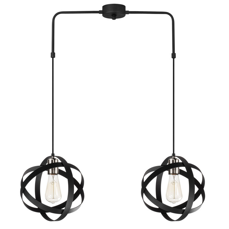 Luminaire suspendu géométrique 1 lumière Kason, Noir/chrome, 2 lumières