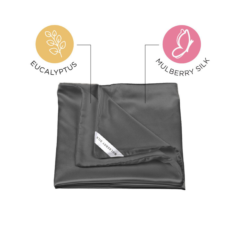 Gunmetal Reversible Silk and Eucalyptus Standard Pillowcase