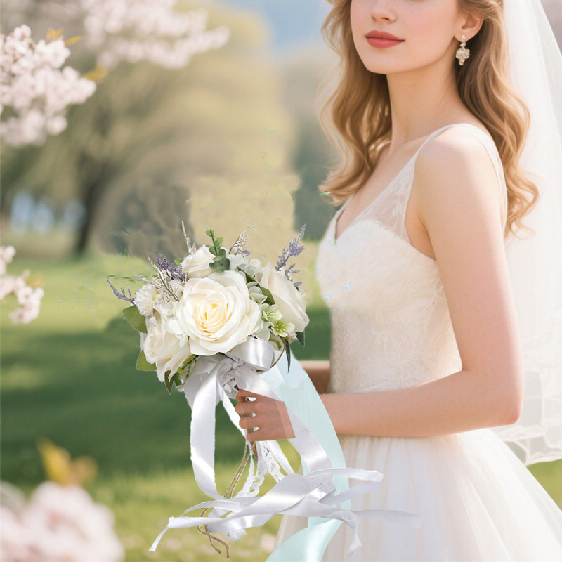 Bouquet de mariage blanc pour demoiselles d'honneur