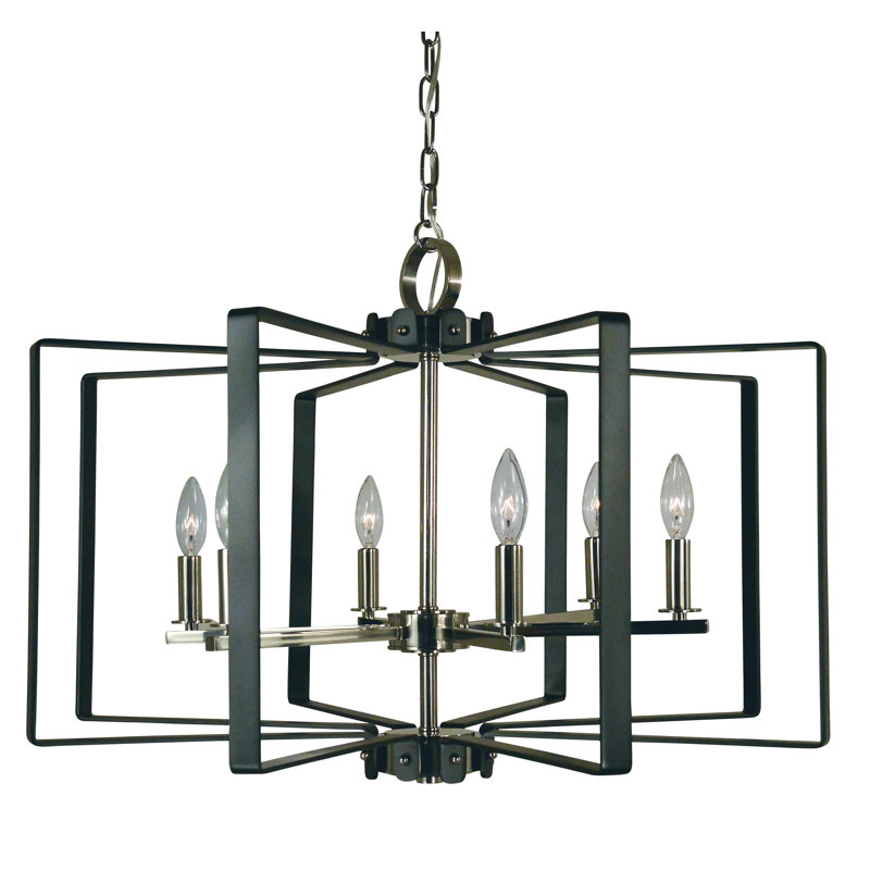 Camari 6 - Light Geometric Chandelier, Satin Brass