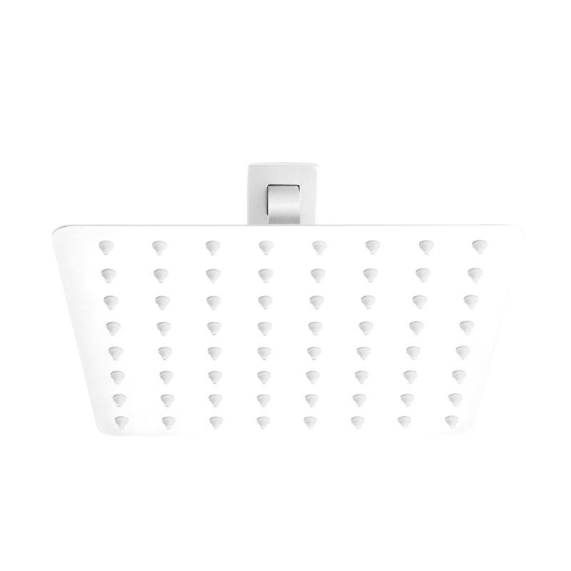 Pommeau de douche de salle de bain en acier inoxydable 304 avec buses autonettoyantes - Jet pluie intense, blanc, 8 x 8, 1,1 kg avec système autonettoyant.