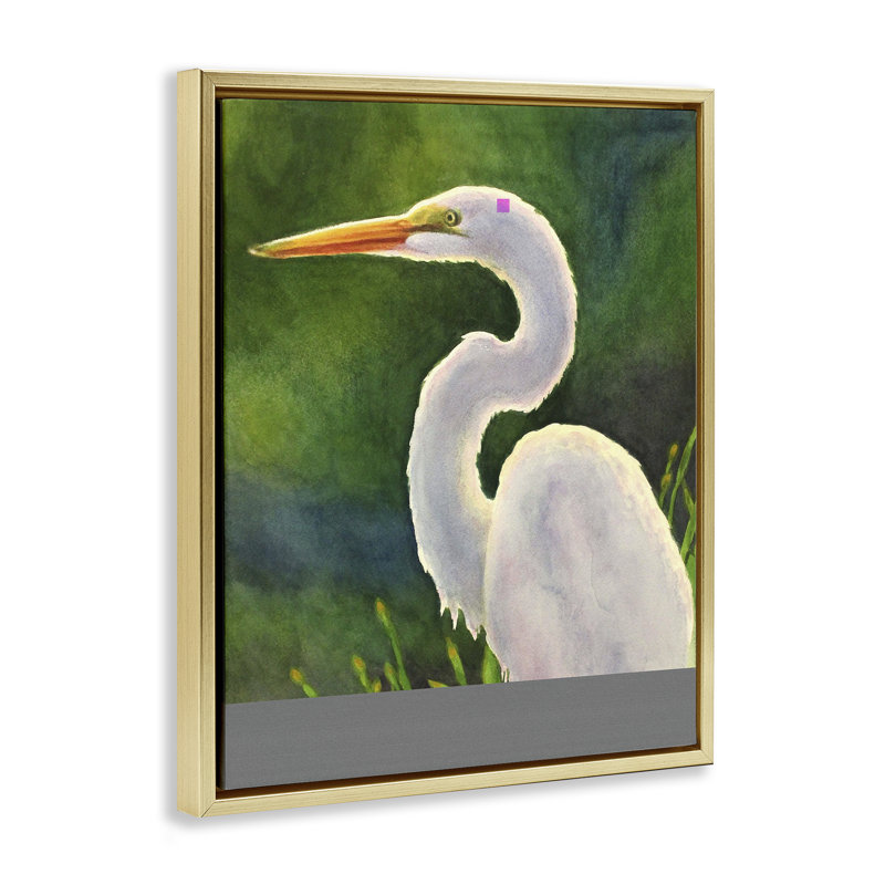 Cadre flottant blanc, peinture de portrait, design par Linda Sperruche, H 21 po x l 17 po, Cadre flottant métallique doré