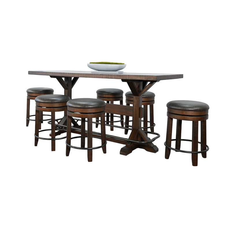 78" Homestead Rectangular Pub Table Set, 7 Pieces: Table, 6 Chairs