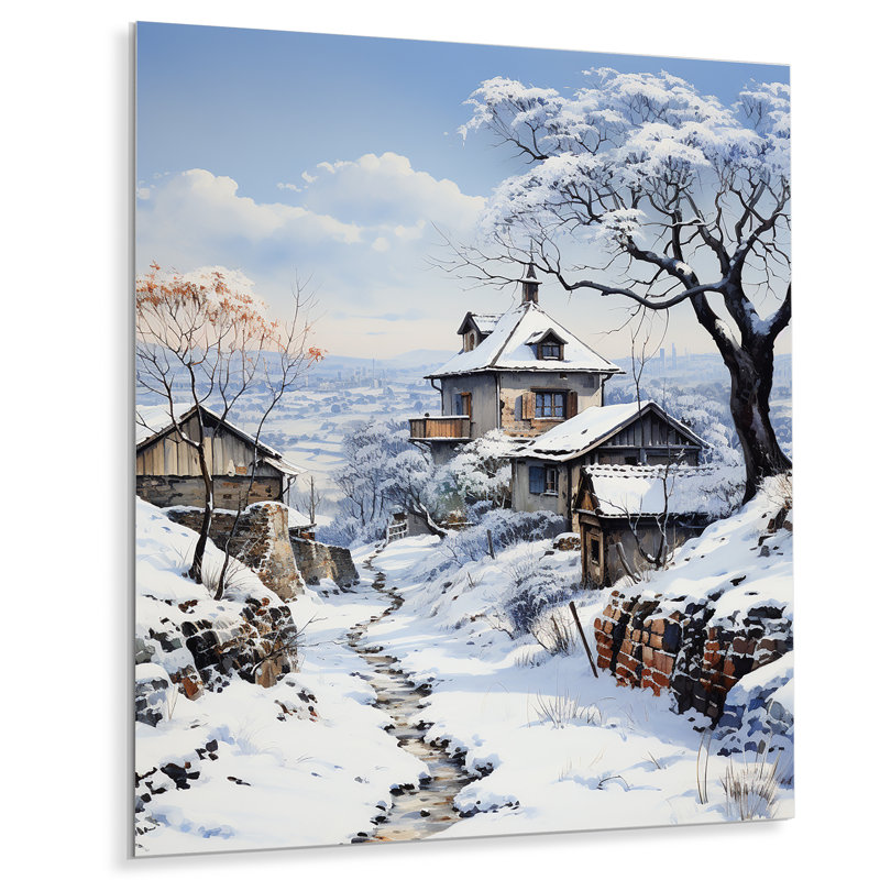 Harmony of Winter Village II - paysages, impression sur métal, H 40 po x l 30 po x P 1 po