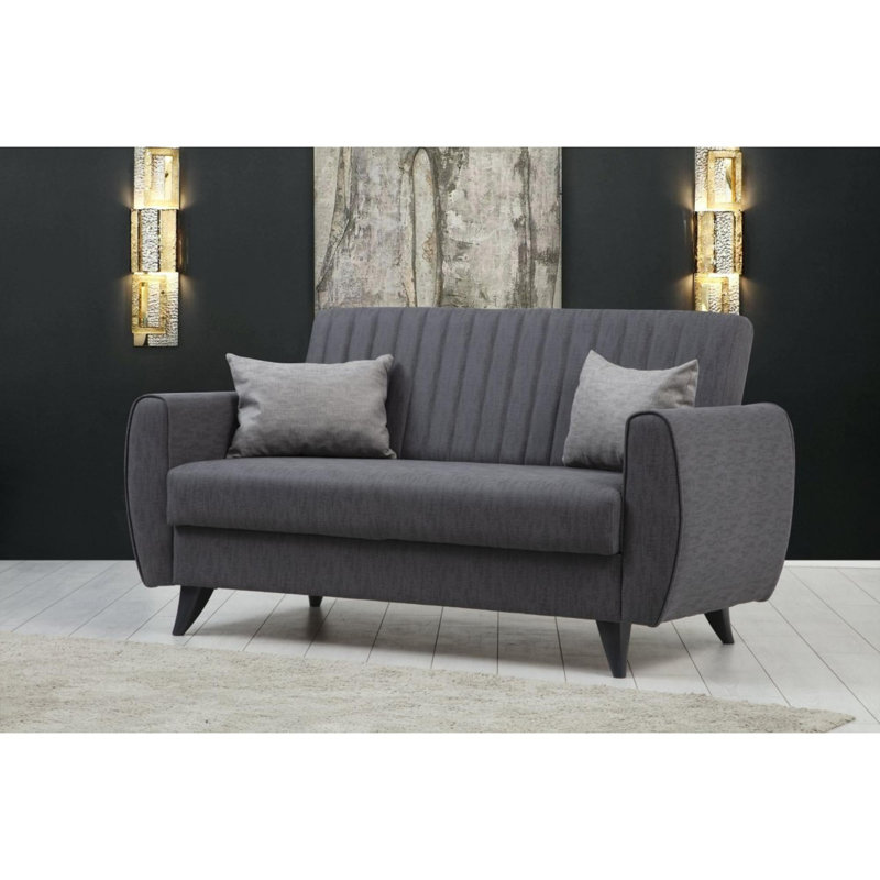 Canapé-lit 2 places, Polyester gris foncé Namon