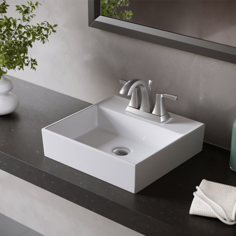 Centerset 2-handle Bathroom Faucet with Drain Assembly, Stainless Steel