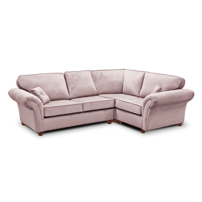 Lila 4 Seater Velvet Corner Sofa , Right Hand Facing, Dusky Pink