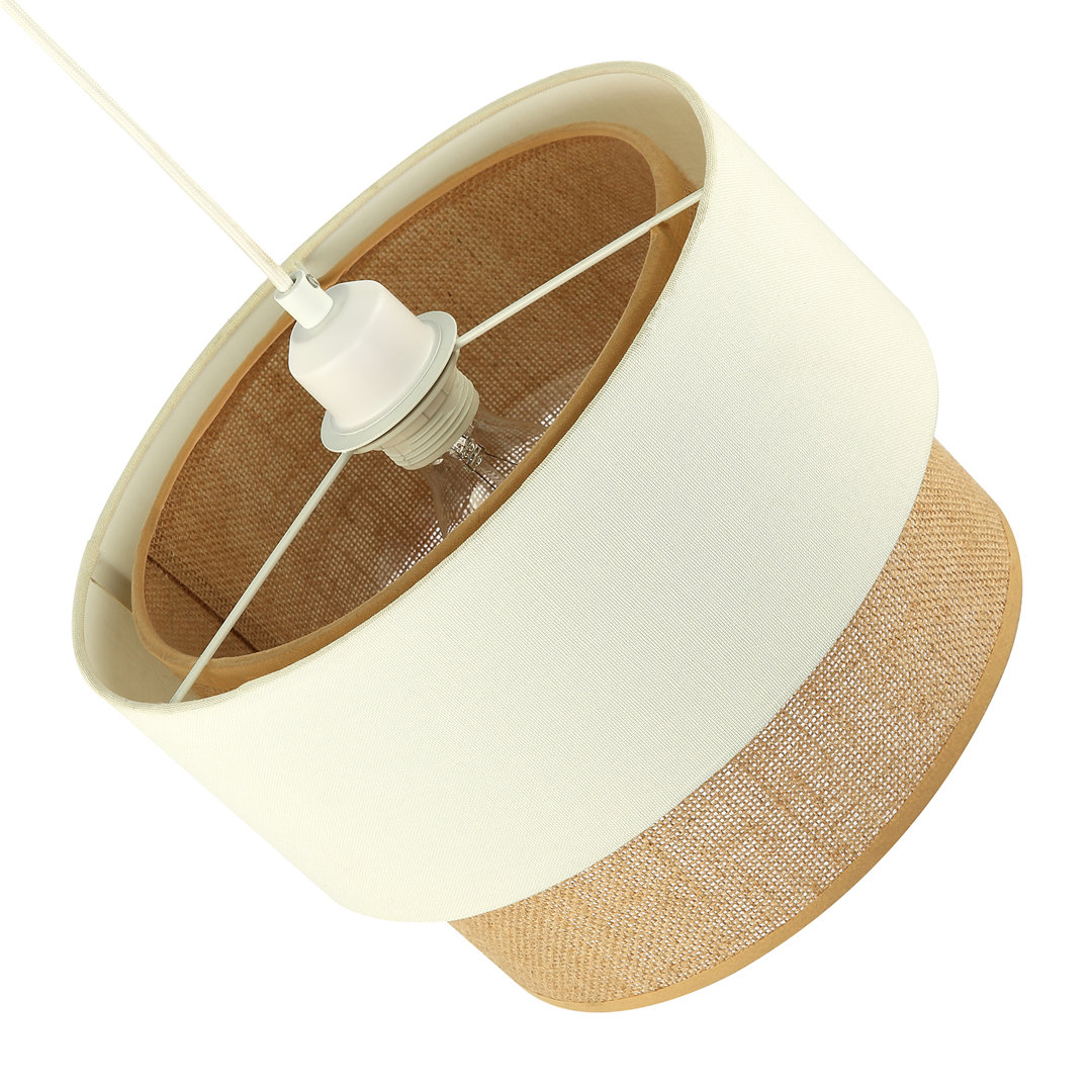 22cm H Rattan Drum Pendant Shade ( No Direct Attachment Method ) in Cream