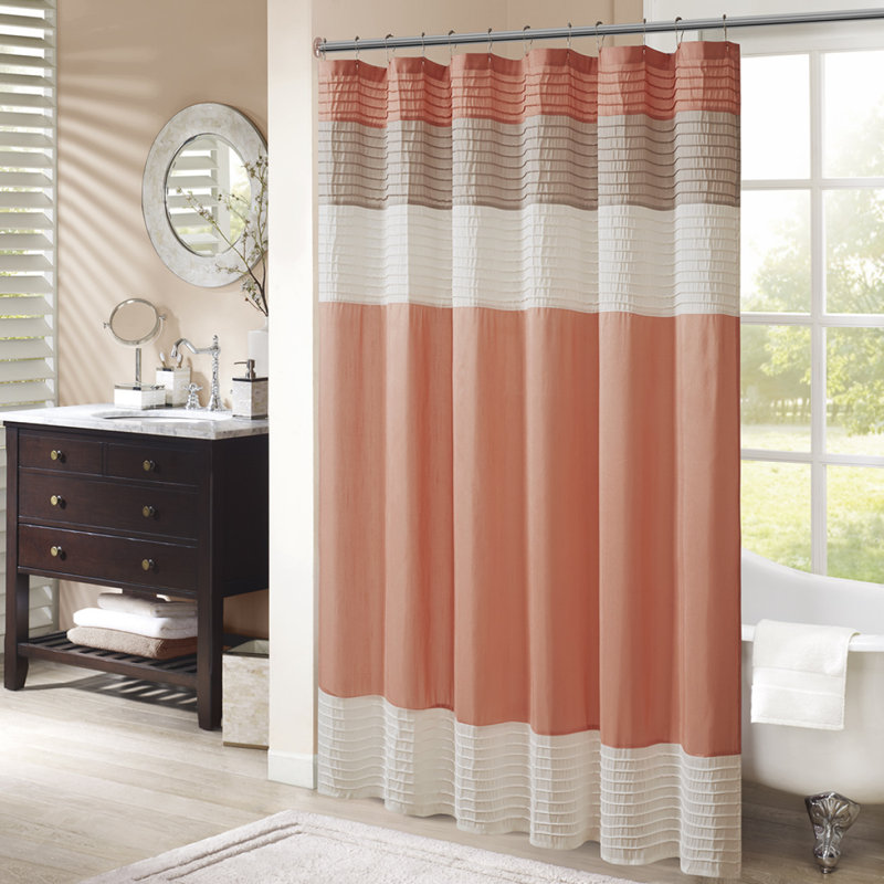 Rideau de douche en soie synthétique, Corail