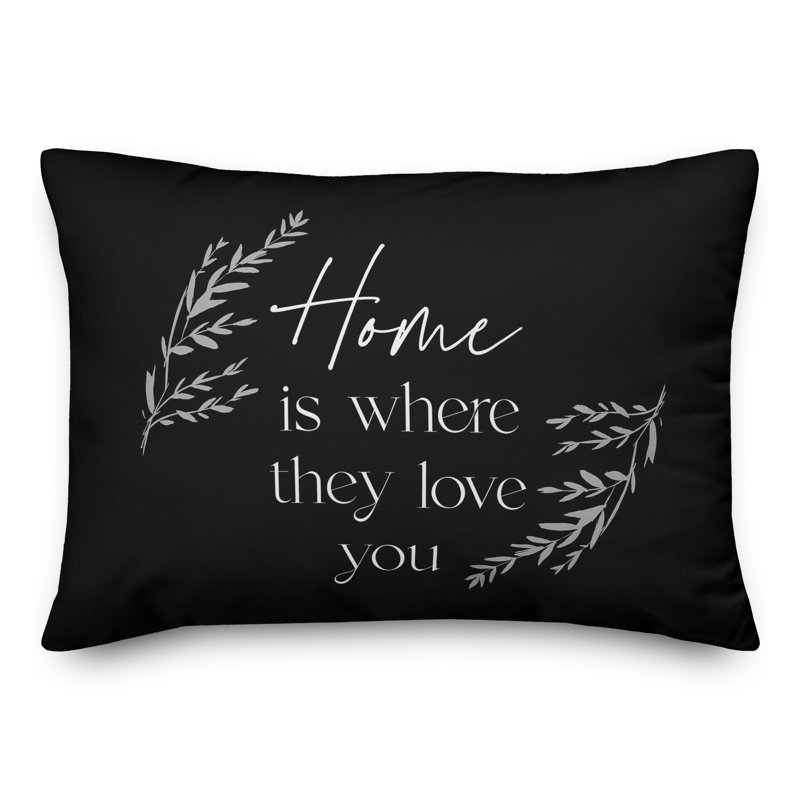 Coussin décoratif intérieur / extérieur en polyester , Noir, H 18 po x l 25 po
