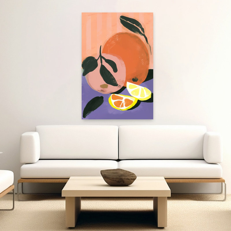 Treechild- Citrus Harmony Bold Vibrant Abstract Fruit Landscape Wall Art Print 1 Piece Wrapped Canvas Wall Art