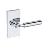 La Conner Privacy Lever with Contemporary 5in Rose in Unlacquered Brass