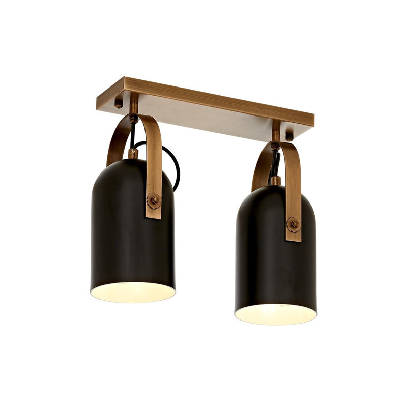 Lustre industriel moderne, structure en métal, finition noire et rétro, 11,8 po x 12,6 po x 3,9 po | 2 x culot E27 de 40 W maximum | Parfait pour les hôtels, les décorations scandinaves et de fantaisie, les solutions d'éclairage élégantes