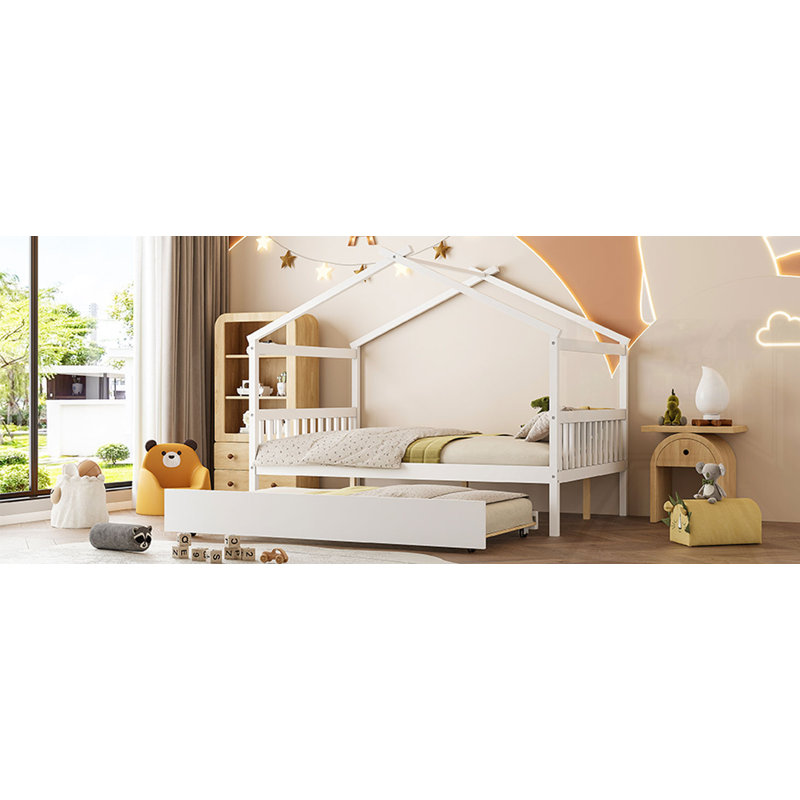 Lit en bois avec couchette, Complète , Blanc