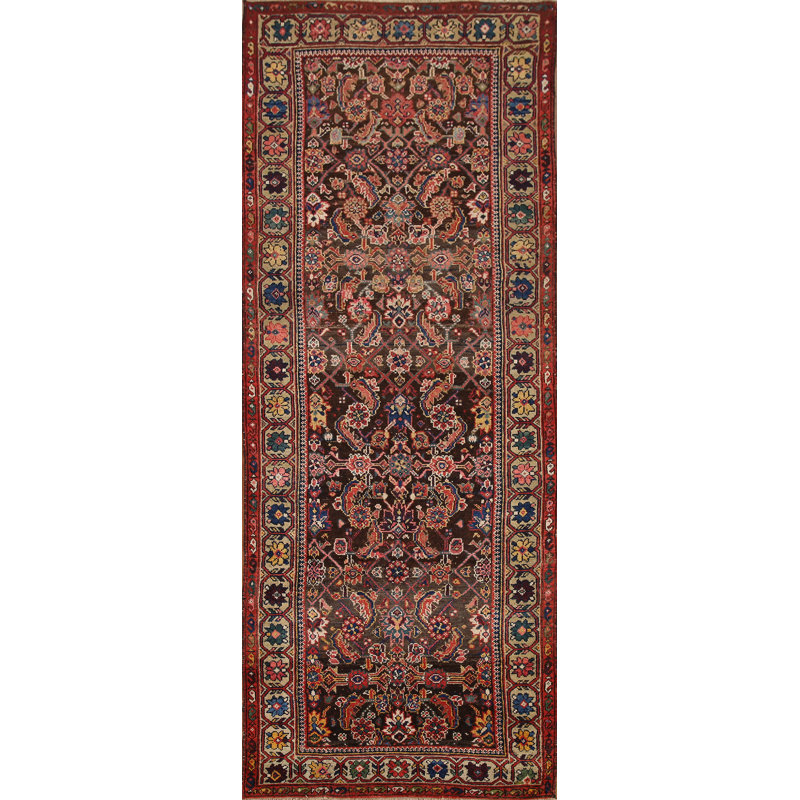Tapis de couloir à teinture végétale antique pré-1900 3 x 9