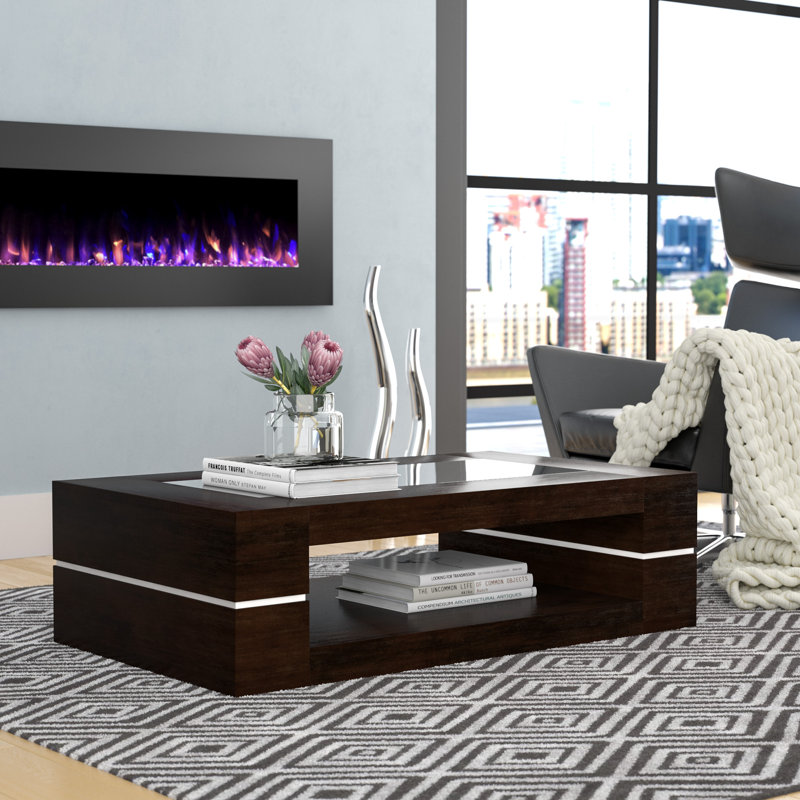 Jaune Glass Top Single Coffee Table, Dark Oak