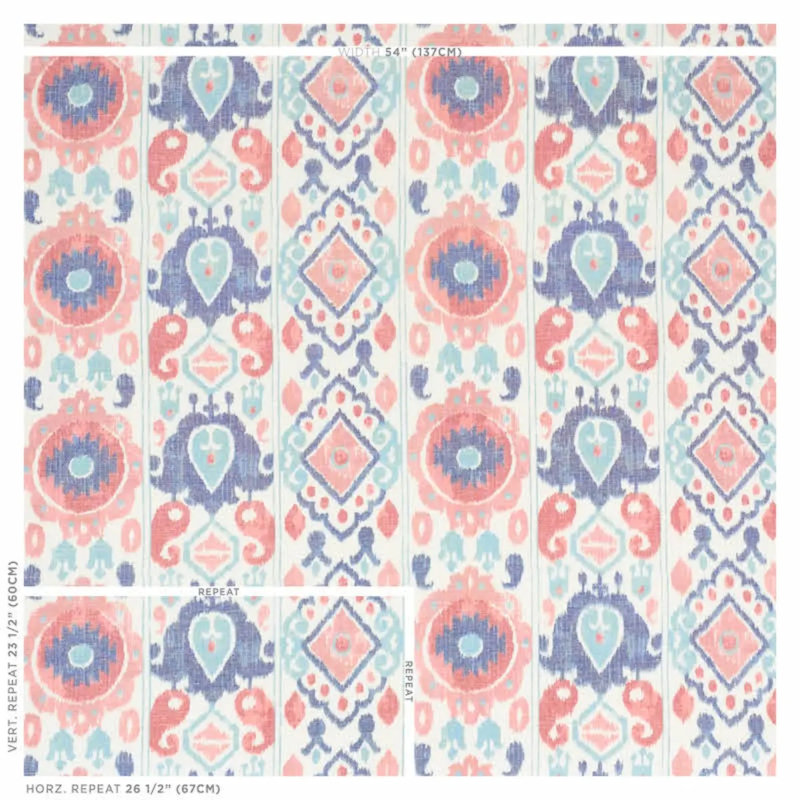 Tissu ikat élisia, Rose / indigo