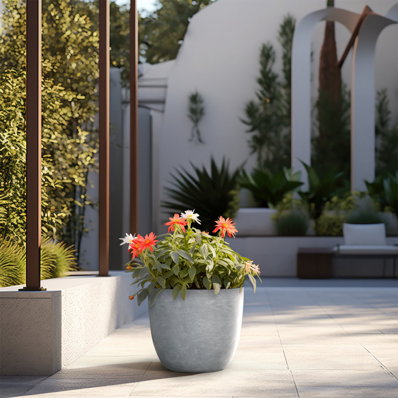 Larney Handmade Pot Planter, 11.81" H x 13.78" W x 13.78" D, Soft Slate