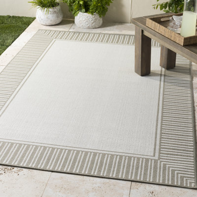 Tapis d'intérieur / extérieur blanc / taupe Devries