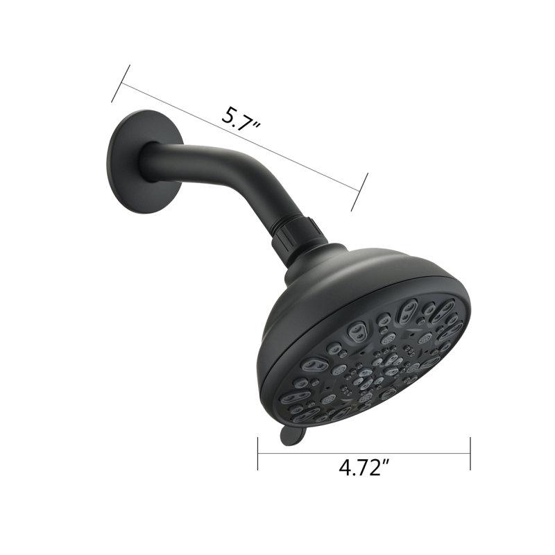 Pomme de douche haute pression 6 "à angle réglable 6" noir mat, Noir mat