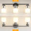 Luminaire de salle de bain moderne à 3 lumières en métal avec verre givré à intensité variable de 24 po Renley-282919744