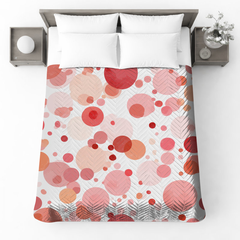 Couvre-lit matelassé à motif de cercles rouges toutes tailles, Double